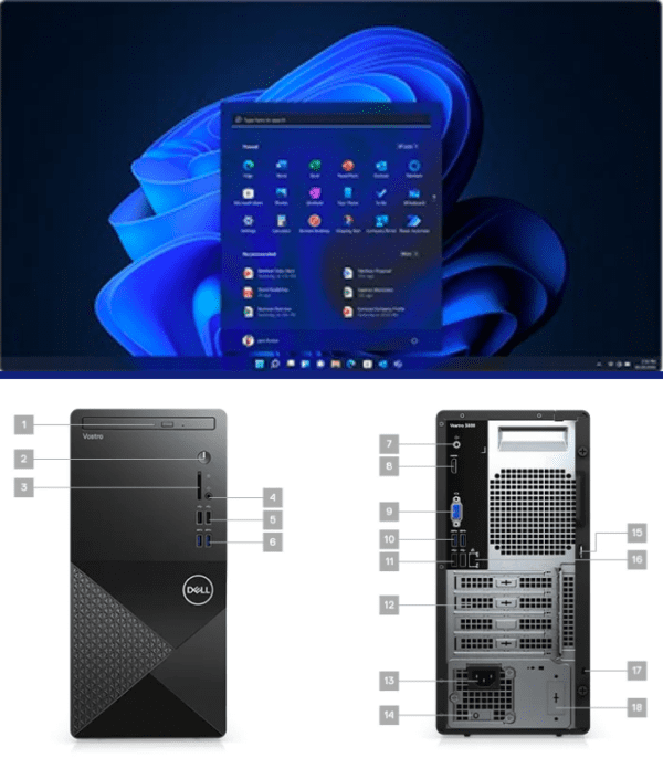 Dell Vostro 3910 MT i3-1200, 4GB Memory, 1TB SATA HDD, Wired Keyboard, Windows 10 Pro, 1 Year Warranty best price in Dubai UAE - Hub of Technology