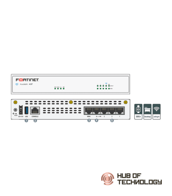 Fortinet FortiGate FortiWifi 40F Hardware Plus SMB Protection 1 Year (FWF-40F-E-BDL-879-12) - Hub of Technology
